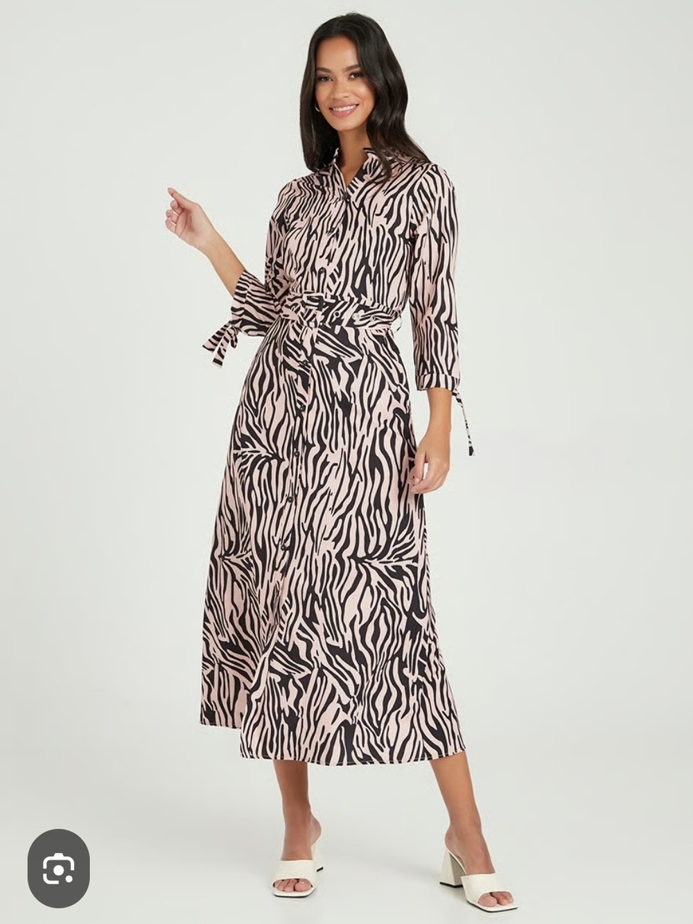 Women's Pink and Black Zebra Print Shirt Dress